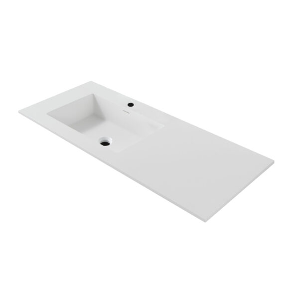 WONDA SQUARE SLIM WASHBASIN - 1 BASIN LEFT - WITH OVERFLOW - 1 TAP HOLE - POLYRESIN - 120X1,6X52,5 CM - MATT WHITE