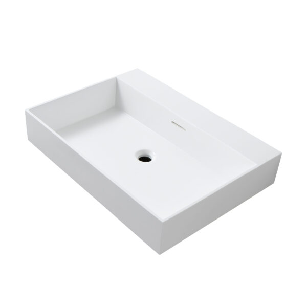 WONDA SQUARE WASHBASIN - 1 BASIN - WITH OVERFLOW - WITHOUT TAP ANS WASTE HOLE - POLYRESIN - 80X12X52,5 CM - MATT WHITE