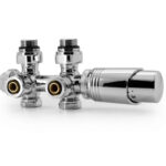 VANNE DE RADIATEUR ERFU - DESIGN - THERMOSTATIQUE - RACCORDEMENT MUR ET SOL - 1/2MX16/2 M30 - ACIER INOXYDABLE CHROME BROSSÉ