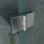 ALONI SHOWER ENCLOSURE WITH PIVOT DOOR AND FIXED PANEL AND SIDE PANEL - WITH ANTI-CALCAIRE TREATMENT - REVERSIBLE - 8MM SAFETY GLASS - 80X120X195 CM - CHROME - CLEAR GLASS - Image 5