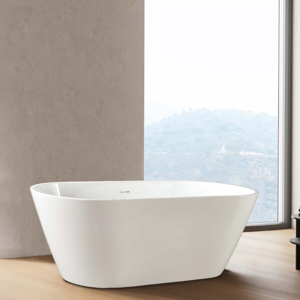 ALONI RONDO FREESTANDING BATHTUB - WITH DRAINER SET AND CLICK WASTE - ACRYLIC - 180X80X58 CM - GLOSSY WHITE