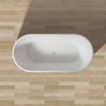 BAIGNOIRE AUTOPORTANTE ALONI RONDO - AVEC VIDANGE ET VIDAGE À CLIC - ACRYLIQUE - 180X80X58 CM - BLANC BRILLANT – Image 3