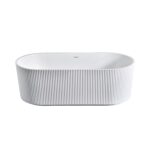 ALONI MUFFLY BAIGNOIRE AUTOPORTANTE À BANDES VERTICALES - AVEC VIDANGE ET VIDAGE À CLIC - ACRYLIQUE - 170X80X58 CM - BLANC MAT – Image 2
