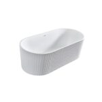 ALONI MUFFLY BAIGNOIRE AUTOPORTANTE À BANDES VERTICALES - AVEC VIDANGE ET VIDAGE À CLIC - ACRYLIQUE - 170X80X58 CM - BLANC MAT – Image 4