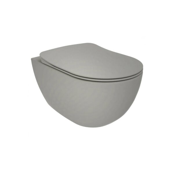 CREAVIT FREE WALL-HUNG TOILET – RIMLESS – WITHOUT SEAT – MATT COOL GREY