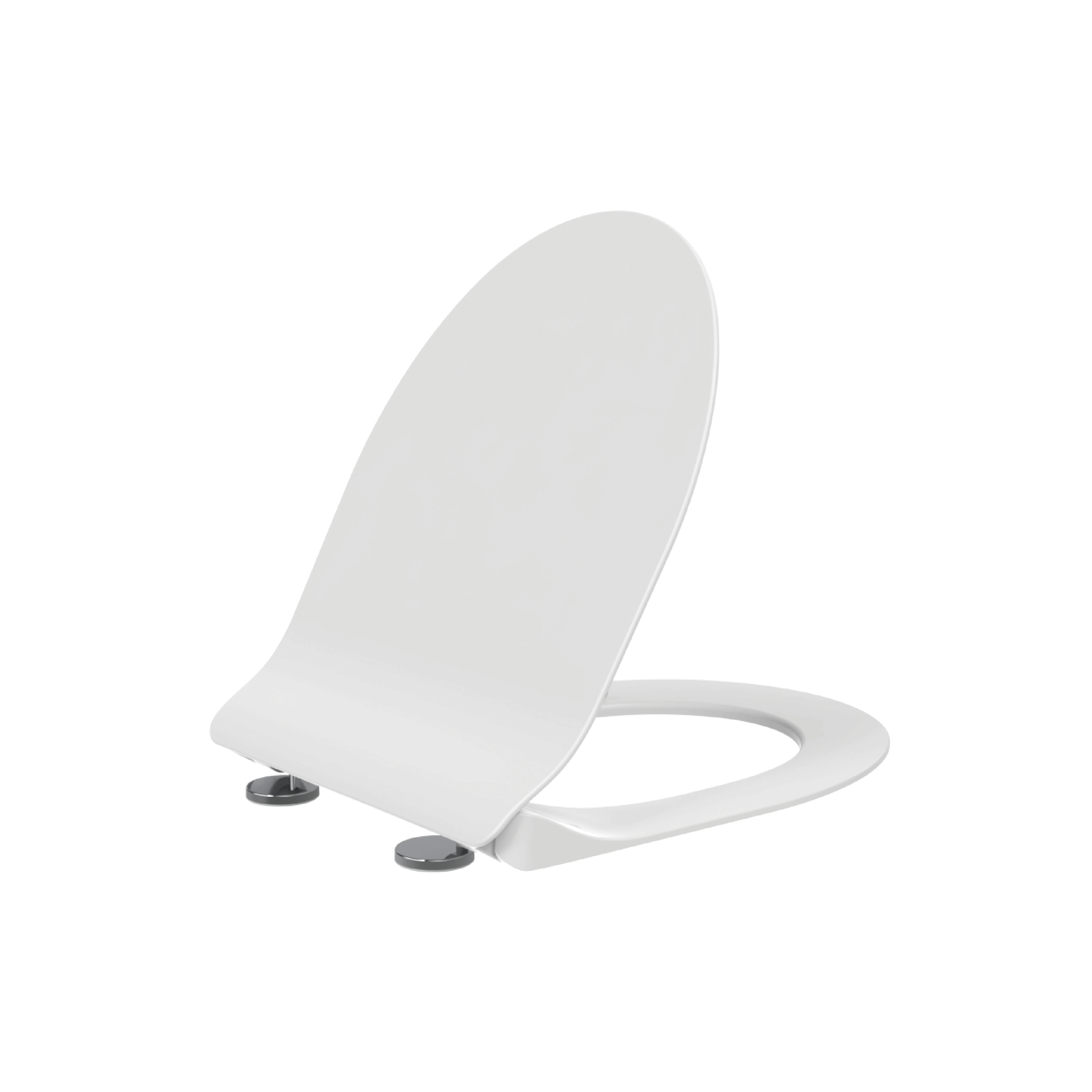 kc340320-20picture.png CREAVIT NESS TOILET SEAT - D-SHAPE - SLIM DESIGN - SOFT CLOSE - QUICK RELEASE - DUROPLAST - STAINLESS STEEL HINGES - GLOSSY WHITE - Image 1