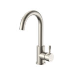 STRIA BASIN MIXER – CURVED SWIVEL SPOUT – COLD START – REFINED RIBBED HANDLE – WITHOUT WASTE – BRUSHED STAINLESS STEEL