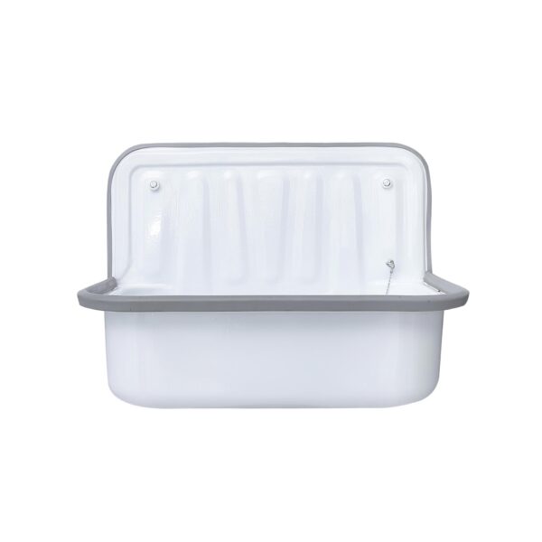 SINK WITH BUMPER – WITH DRAIN STOPPER AND CHAIN - STEEL – 37X50,5X33 CM – GLOSSY WHITE