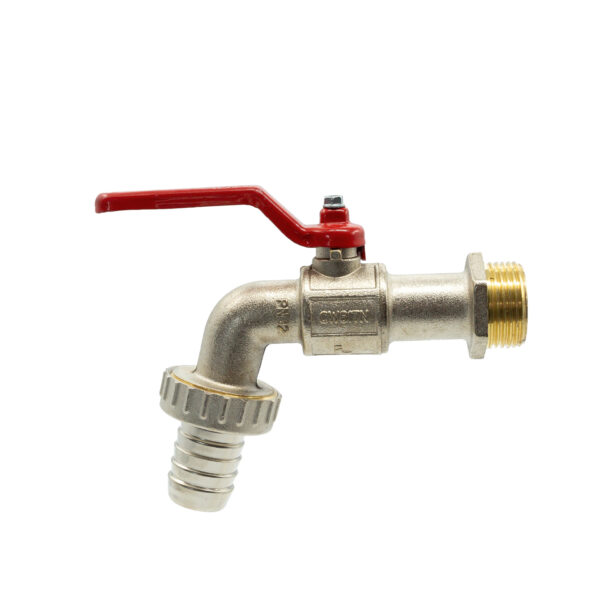 VANNE À SPHÈRE DOUBLE SERVICE CHROMÉE MAT AVEC POIGNÉE ROUGE 132 1''