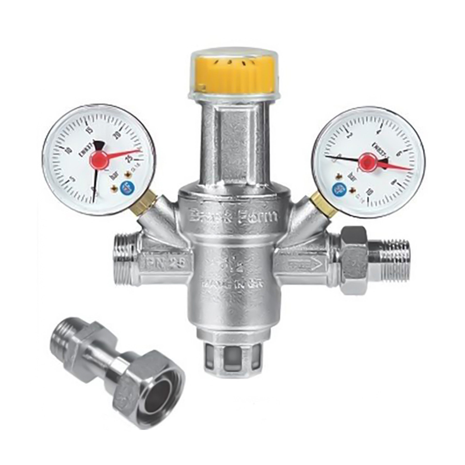 RÉGULATEUR DE PRESSION 1/2” AVEC RACCORDS RÉGLABLES, 25 BAR