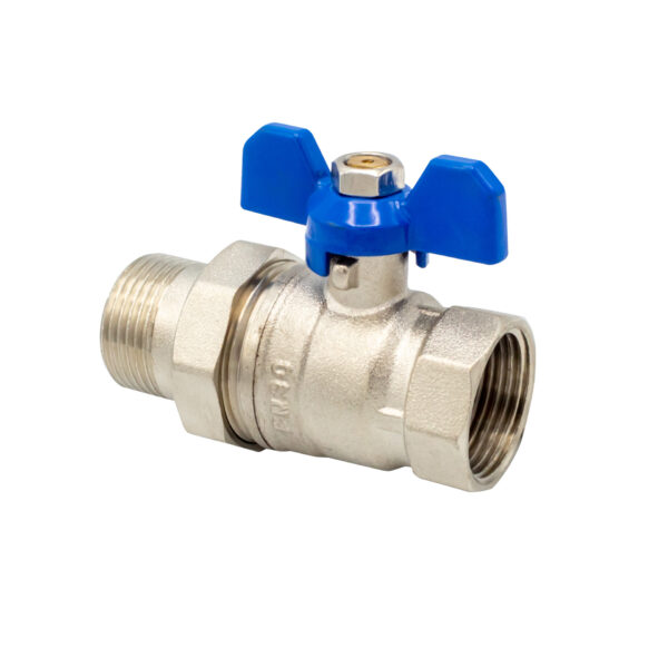 VANNE À SPHÈRE AVEC PAPILLON MF ET RACCORD LÂCHE 3/4" - BLEU