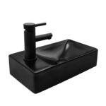 ALONI Lave-mains - Sans trop-plein - TAP HOLE LEFT - Céramique - 37,5X10,5X22CM - Noir mat – Image 2