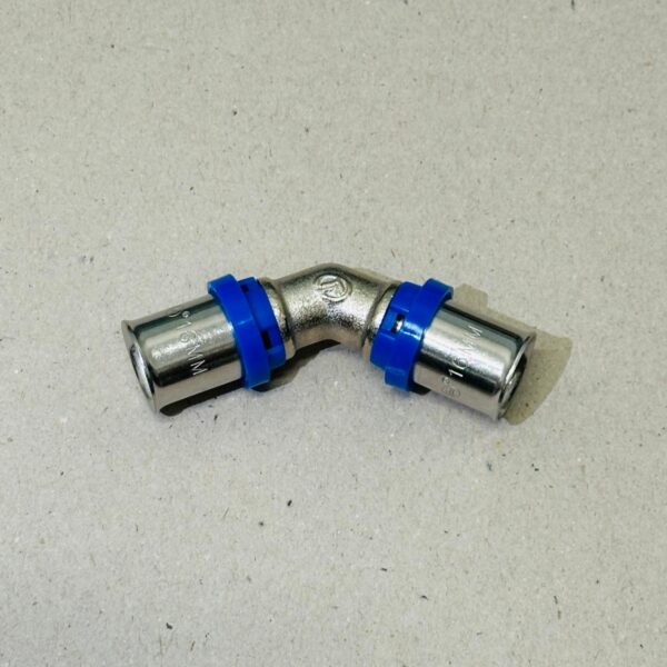 Erfu Straight female multi-layer crimp fitting 16 mm x 16 mm 45° â DVGW certified, multi-profile U/H/TH