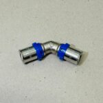 Erfu Straight female multi-layer crimp fitting 16 mm x 16 mm 45° â DVGW certified, multi-profile U/H/TH