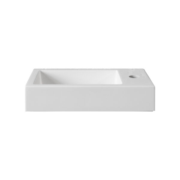 ALONI Lave-mains - Sans trop-plein - TAP HOLE LEFT OR RIGHT - POLYRESIN - 40X10,5X22,5CM - Blanc brillant