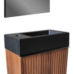 ALONI Lave-mains - Sans trop-plein - TAP HOLE LEFT OR RIGHT - POLYRESIN - 40X10,5X22,5CM - Noir mat – Image 4