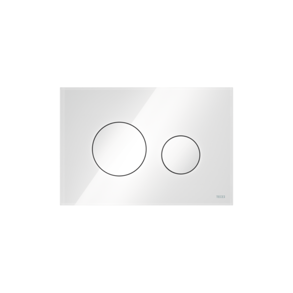 TECELOOP WC-BEDIENINGSPLAAT VAN GLAS VOOR DUOSPOELTECHNIEK, WIT, TOETSEN WIT
