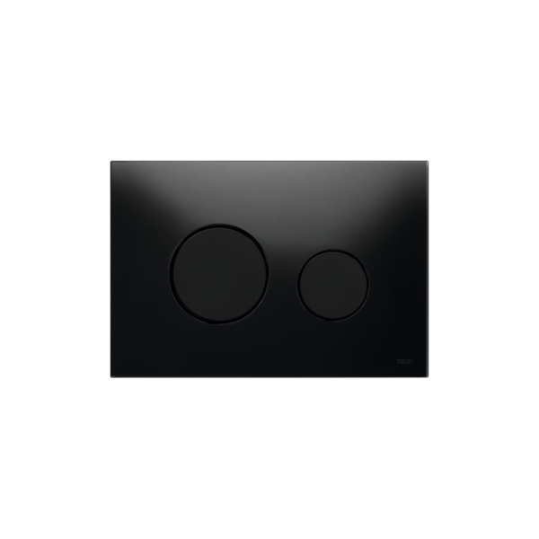 TECELOOP WC-BEDIENINGSPLAAT VAN GLAS VOOR DUOSPOELTECHNIEK, ZWART, TOETSEN ZWART