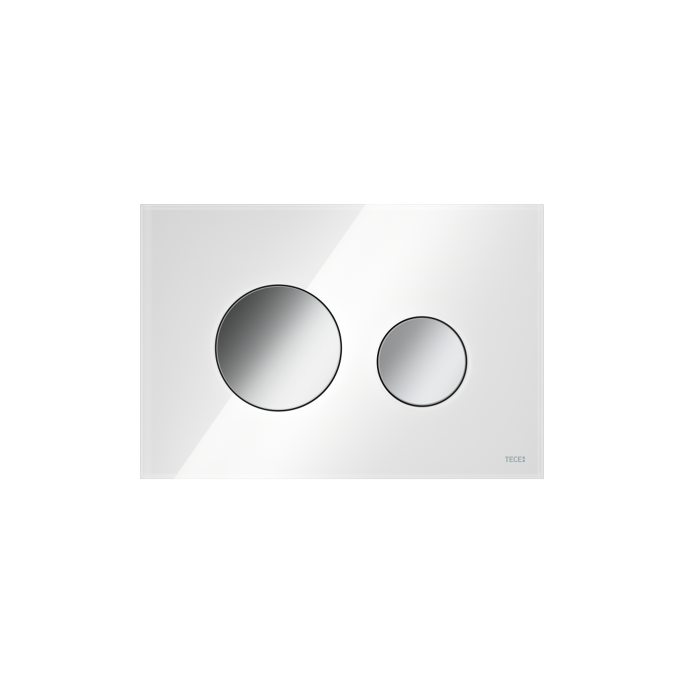 9240660.png TECELOOP WC-BEDIENINGSPLAAT VAN GLAS VOOR DUOSPOELTECHNIEK, WIT, TOETSEN GLANZEND CHROOM - Image 1