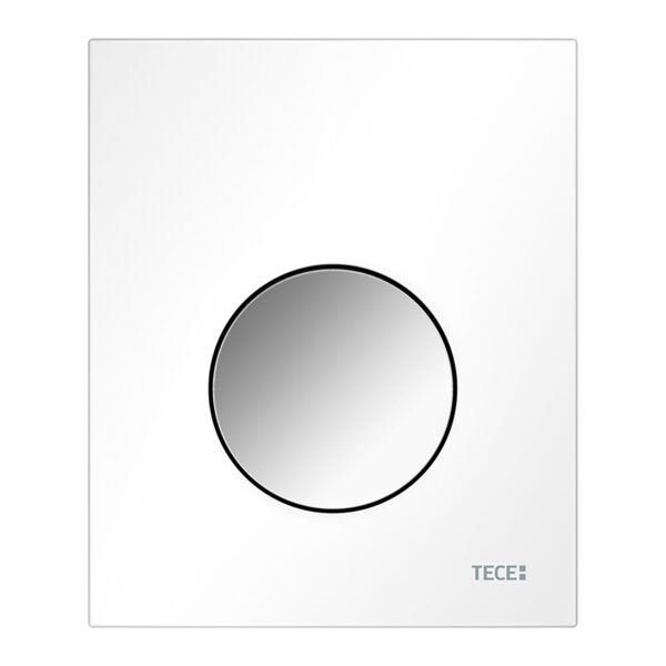 TECELOOP URINOIR-BEDIENINGSPLAAT VAN KUNSTSTOF INCL. CARTOUCHE - GLANZEND WIT - TOETS GLANZEND CHROOM