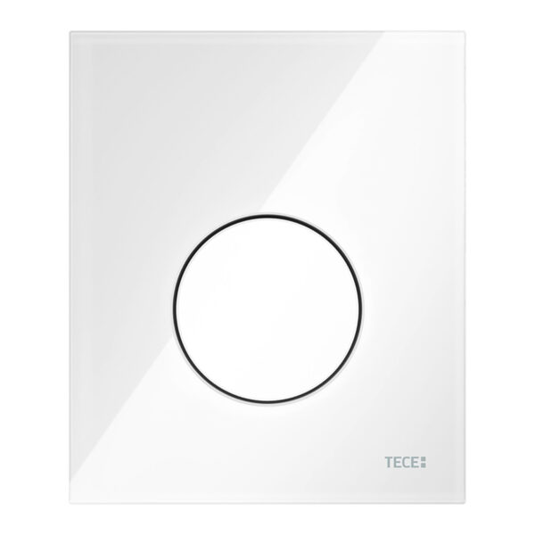 TECELOOP URINOIRBEDIENINGSPLAAT VAN GLAS INCL. CARTOUCHE - GLAS GLANZEND WIT - TOETS GLANZEND WIT