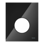 TECELOOP URINOIRBEDIENINGSPLAAT VAN GLAS INCL. CARTOUCHE - GLAS GLANZEND ZWART - TOETS GLANZEND WIT