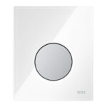 TECELOOP URINOIRBEDIENINGSPLAAT VAN GLAS INCL. CARTOUCHE - GLAS GLANZEND WIT - TOETS MAT CHROOM