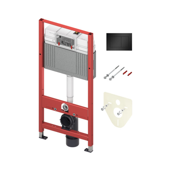 TECEBASE WC CONCEALED FRAME WITH CISTERN + TECENOW FLUSH PLATE MATTE BLACK