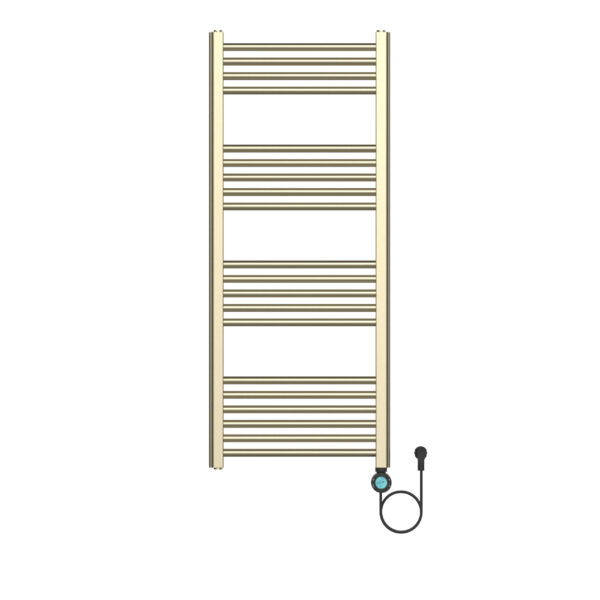 SÈCHE-SERVIETTES ÉLECTRIQUE BELRAD - AVEC THERMOSTAT NUMÉRIQUE PROGRAMMABLE - SMART WIFI - RACCORDEMENT À DROITE - 700W - 1200X500 MM - GOUD BROSSÉ