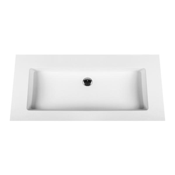LAVABO ALONI SOLID SURFACE SANS TROUS POUR ROBINETERIE (100CM) - BLANC