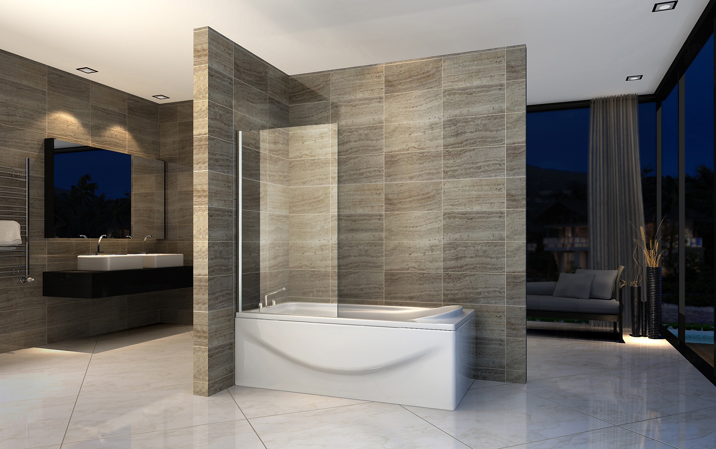 PARAVENT DE BAIN ALONI 6MM (70X140CM)