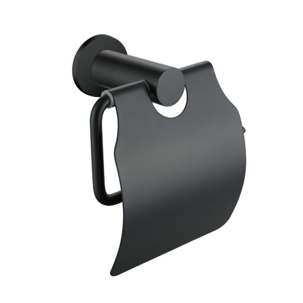 ALONI TOILET ROLL HOLDER WITH LID - MATT BLACK