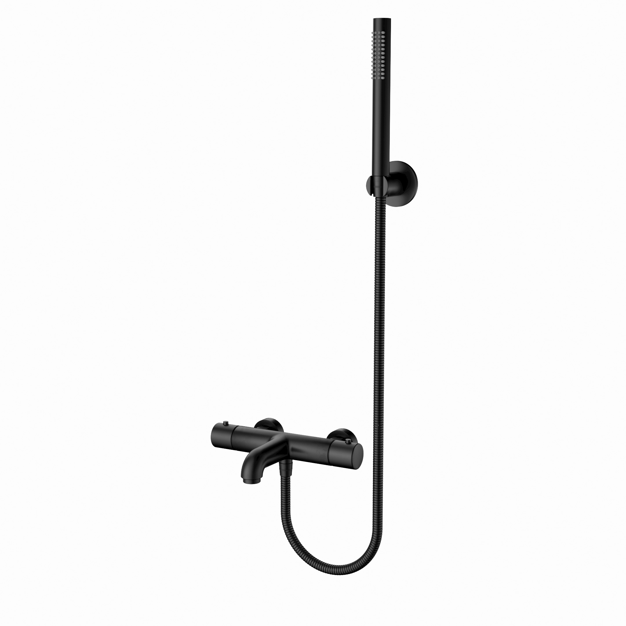 CR6004-6B-7.jpg ALONI BATH AND SHOWER MIXER - THERMOSTATIC - WITH 150 CM SHOWER HOSE, SHOWERHEAD, AND WALL HOLDER - MATT BLACK - Image 1