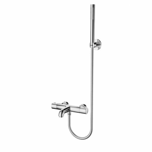 ALONI BATH AND SHOWER MIXER - THERMOSTATIC - WITH 150 CM SHOWER HOSE, SHOWERHEAD, AND WALL HOLDER - CHROME