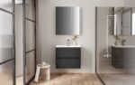HAYAT MIRROR CABINET – 2 ASYMMETRICAL, SINGLE-SIDED MIRROR DOORS – 4 HEIGHT-ADJUSTABLE SHELVES – 60X70X15 CM – MATT BLACK - Image 3