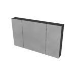 HAYAT MIRROR CABINET – 3 ASYMMETRICAL, SINGLE-SIDED MIRROR DOORS – 6 HEIGHT-ADJUSTABLE SHELVES – 120X70X15 CM – MATT BLACK