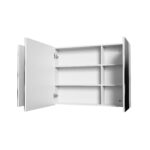 HAYAT MIRROR CABINET – 3 ASYMMETRICAL, SINGLE-SIDED MIRROR DOORS – 6 HEIGHT-ADJUSTABLE SHELVES – 120X70X15 CM – GLOSSY WHITE - Image 2