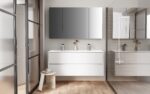 HAYAT MIRROR CABINET – 3 ASYMMETRICAL, SINGLE-SIDED MIRROR DOORS – 6 HEIGHT-ADJUSTABLE SHELVES – 120X70X15 CM – GLOSSY WHITE - Image 3
