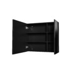 HAYAT MIRROR CABINET – 2 ASYMMETRICAL, SINGLE-SIDED MIRROR DOORS – 4 HEIGHT-ADJUSTABLE SHELVES – 80X70X15 CM – MATT BLACK - Image 2