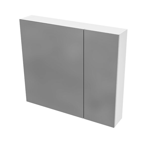 ARMOIRE MIROIR HAYAT - 2 PORTES MIROIR ASYMÉTRIQUES SIMPLES FACE - 4 ÉTAGÈRES RÉGLABLES EN HAUTEUR - 80X70X15CM - BLANC BRILLANT