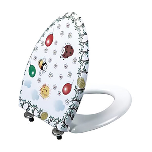 CREAVIT KIDS TOILET SEAT - SOFT CLOSE - DUROPLAST - Acier inoxydable HINGES - Blanc brillant