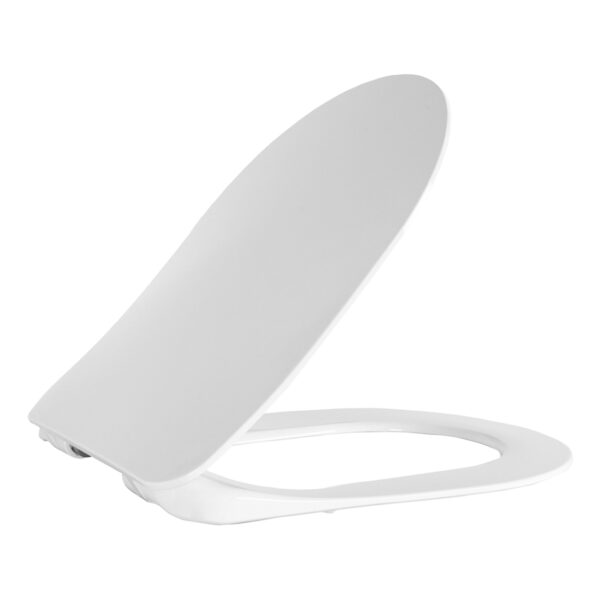 PLATTE TOILETZITTING DUROPLAST (SOFT-CLOSE & QUICK RELEASE) MET ROESTVRIJ STALEN SCHARNIEREN - WIT