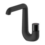 MITIGEUR DE LAVABO ALONI FLOW - BOUTON POUSSOIR - BEC PIVOTANT - NOIR MAT