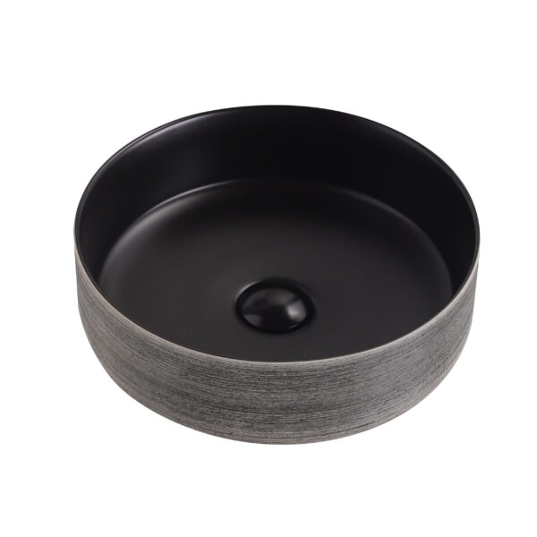 LAVABO ALONI TURO AVEC RELIEF - COMPTOIR - SANS TROP-PLEIN - SANS TROU POUR ROBINETERIE - CÉRAMIQUE - 36X12X36 CM - GRIS/NOIR MAT