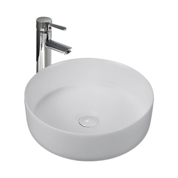 ALONI FIRA WASHBASIN – COUNTERTOP – WITHOUT OVERFLOW – WITHOUT TAP HOLE – WITH CLICK-CLACK WASTE – CERAMIC – 36X12.5X36 CM – MATT WHITE