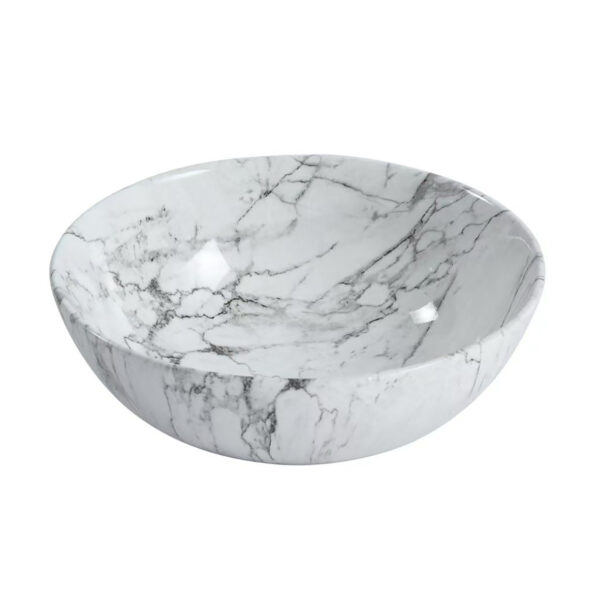 ALONI TIVRA WASHBASIN – COUNTERTOP – Sans trop-plein – WITHOUT TAP HOLE – WITH CLICK WASTE – Céramique – 38X13X38 CM – WHITE MARBLE