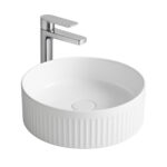 ALONI MUFFLY WASHBASIN WITH FLUTED STRUCTURE – COUNTERTOP – WITHOUT OVERFLOW – WITHOUT TAP HOLE – CERAMIC – 37X13X37 CM – GLOSSY WHITE
