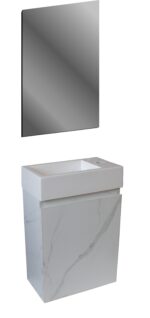 ALONI MKADO TOILET CABINET - 1 DOOR - RIGHT - HANDLELESS - SOFT CLOSE - 40X50X22,3 CM - WHITE MARBLE - Image 3