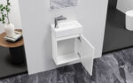 ALONI ZYRO TOILET FURNITURE SET - COMPLETE - CABINET WITH 1 DOOR - HANDLELESS - SOFT CLOSE - REVERSIBLE - MIRROR - TOILET BASIN - 40,5X22,5 CM - GLOSSY WHITE - Image 3