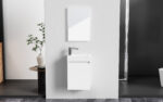 MEUBLES DE TOILETTE ALONI ZYRO - COMPLET - ARMOIRE BAS AVEC 1 PORTE - SANS POIGNÉE - FERMETURE DOUCE - RÉVERSIBLE - MIROIR - LAVABO - 40,5X22,5 CM - BLANC BRILLANT